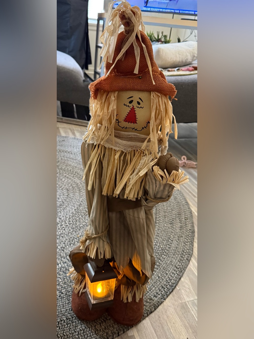 Light-Up Fall Harvest Fabric Scarecrow Decor Tabletop /floor Figurine
